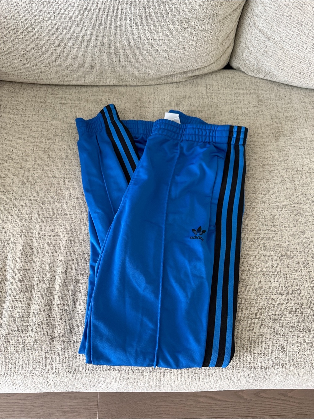 adidas Kids Royal Blue Track Joggers with Black Three-Stripes